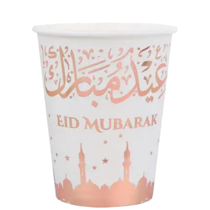Eid Mubarak Becher Rosa & Weiß 27cl - 10er Pack