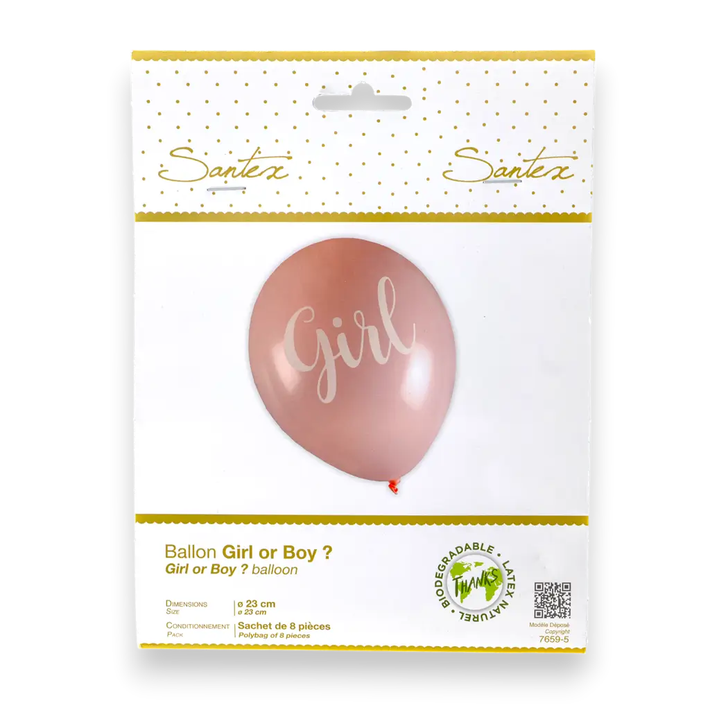 Ballon Girl oder Boy? Rosa - Satz von 8