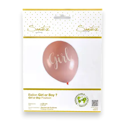 Ballon Girl oder Boy? Rosa - Satz von 8
