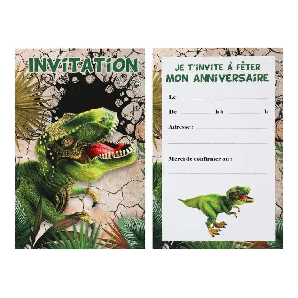 Einladungskarte Dinosaurier T Rex - 6er-Set