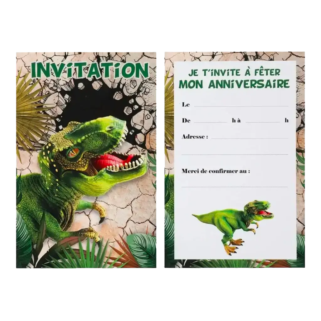 Einladungskarte Dinosaurier T Rex - 6er-Set