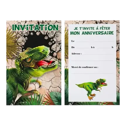 Einladungskarte Dinosaurier T Rex - 6er-Set