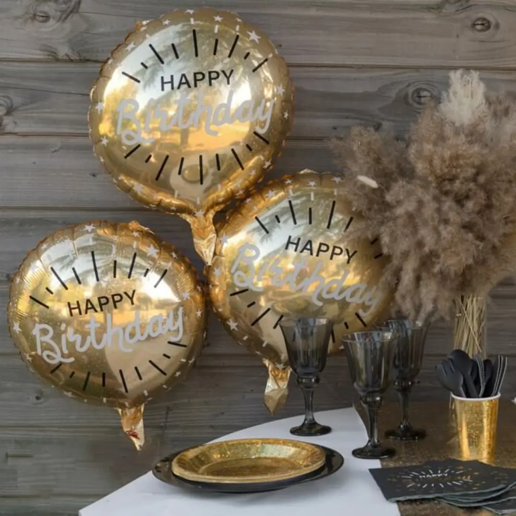Aluminiumballon Happy Birthday funkelnd