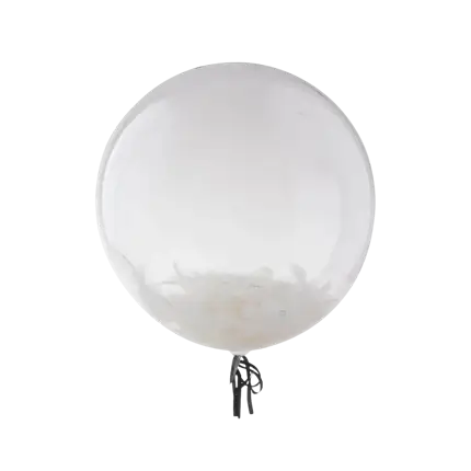 Transparenter Luftballon mit Konfetti Federn 46cm