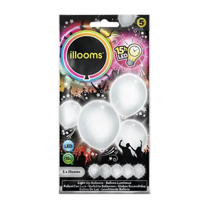 Illooms® LED-Luftballons aus Latex - Weiß