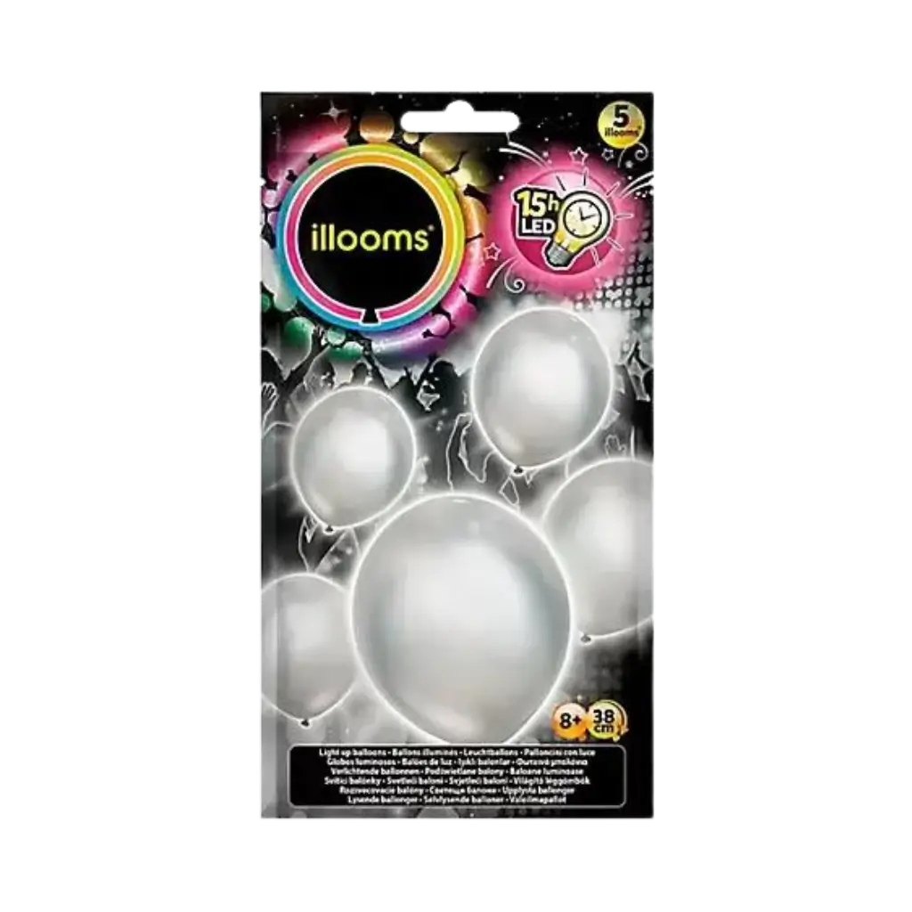 Illooms® LED-Luftballons aus Latex - Silber