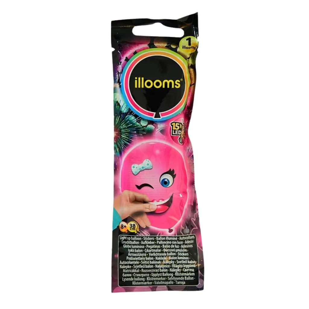 illooms® LED-Ballonkreativitätssatz "Lustige Gesichter" - Rosa