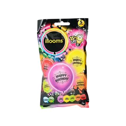 Illooms® LED-Luftballons aus Latex - Happy Birthday