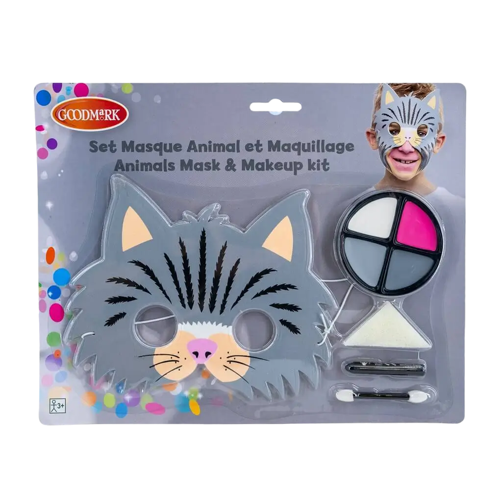 Fettschminkset mit Kindermaske, Thema "Katze"