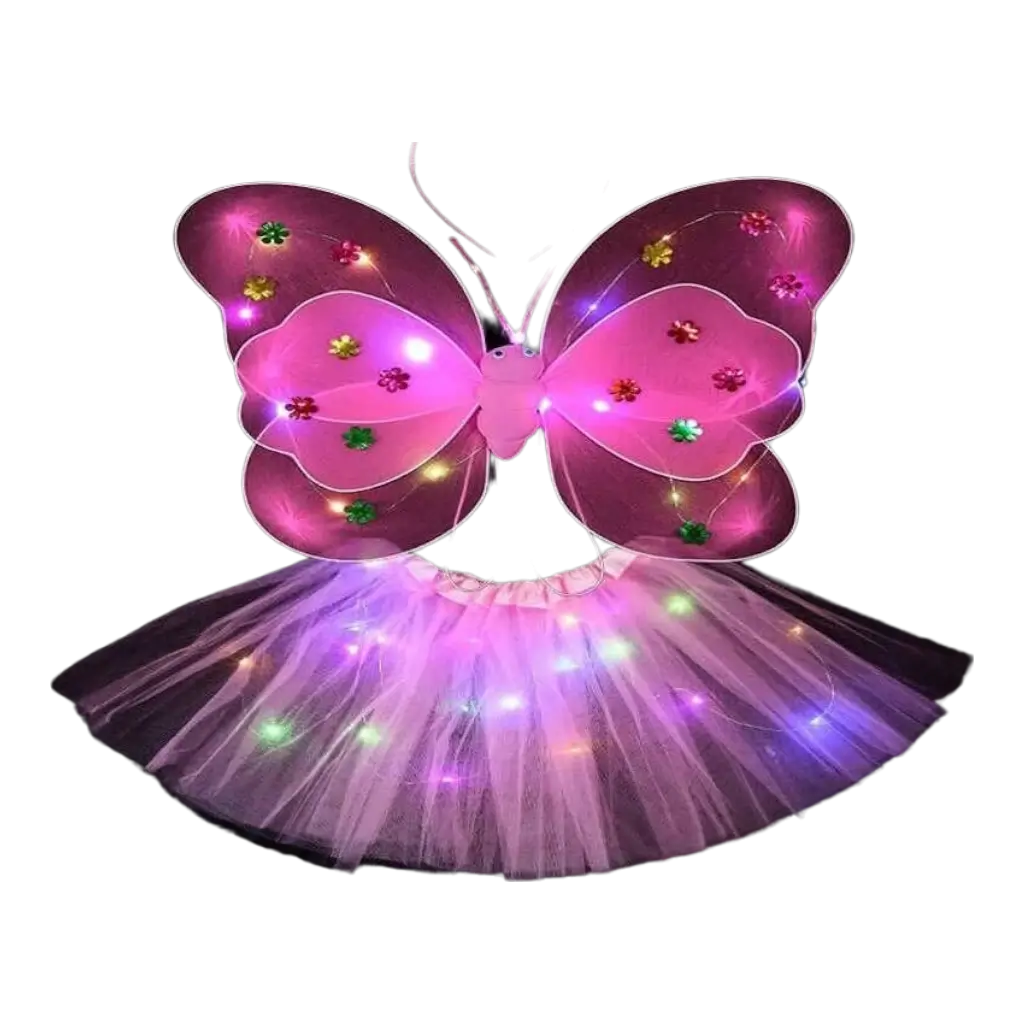 LED-Schmetterlingskostüm rosa (4 Stück)