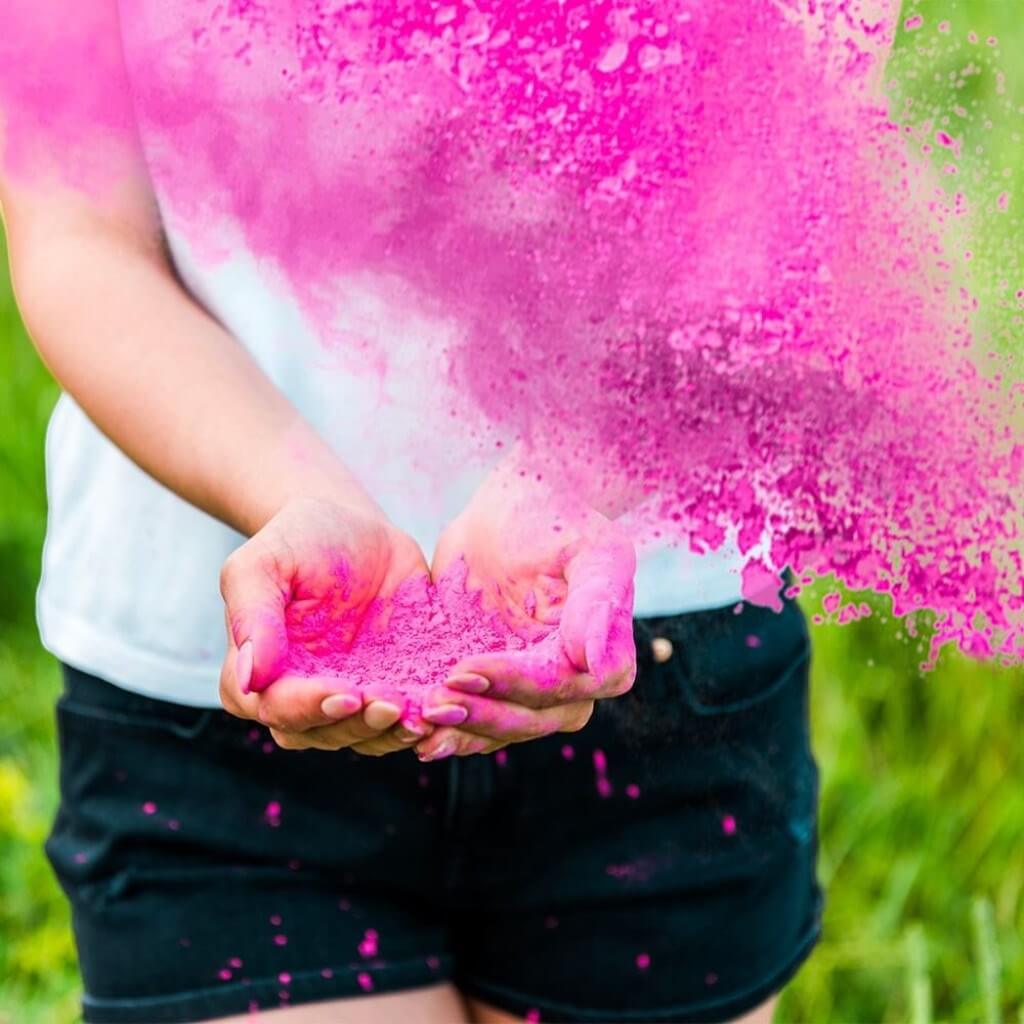 Mini Feuerlöscher mit Holi-Pulver - Rosa