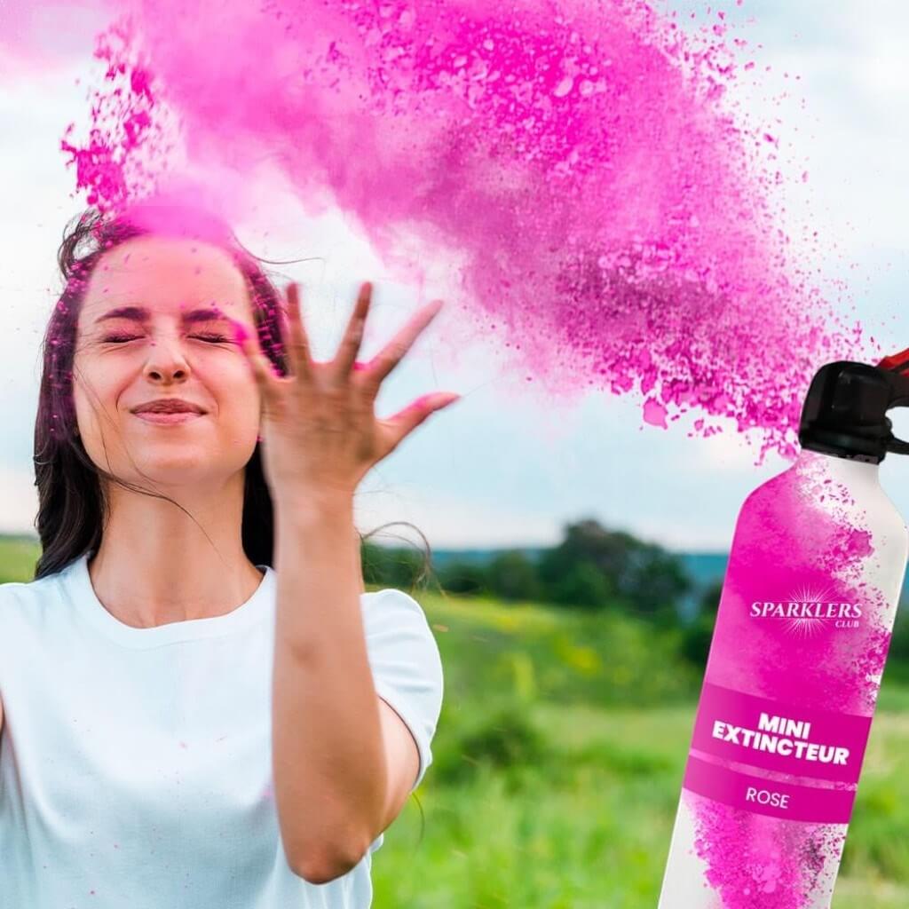 Mini Feuerlöscher mit Holi-Pulver - Rosa