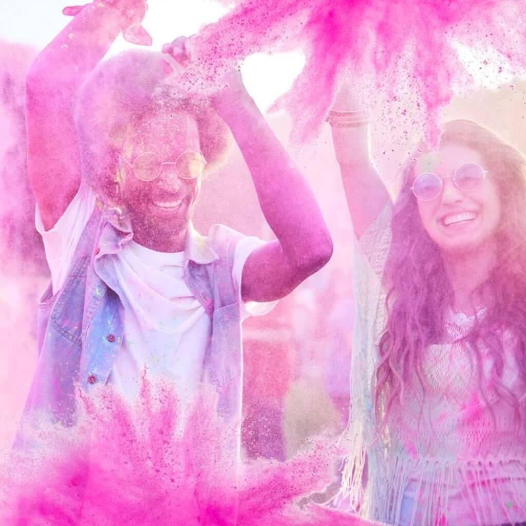 Mini Feuerlöscher mit Holi-Pulver - Rosa