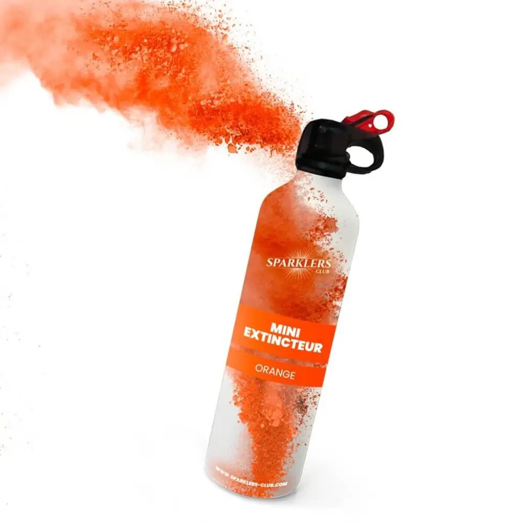 Mini Feuerlöscher mit Holi-Pulver - Orange