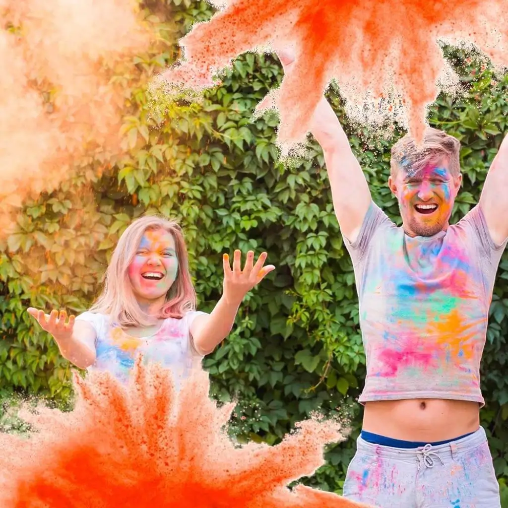 Mini Feuerlöscher mit Holi-Pulver - Orange