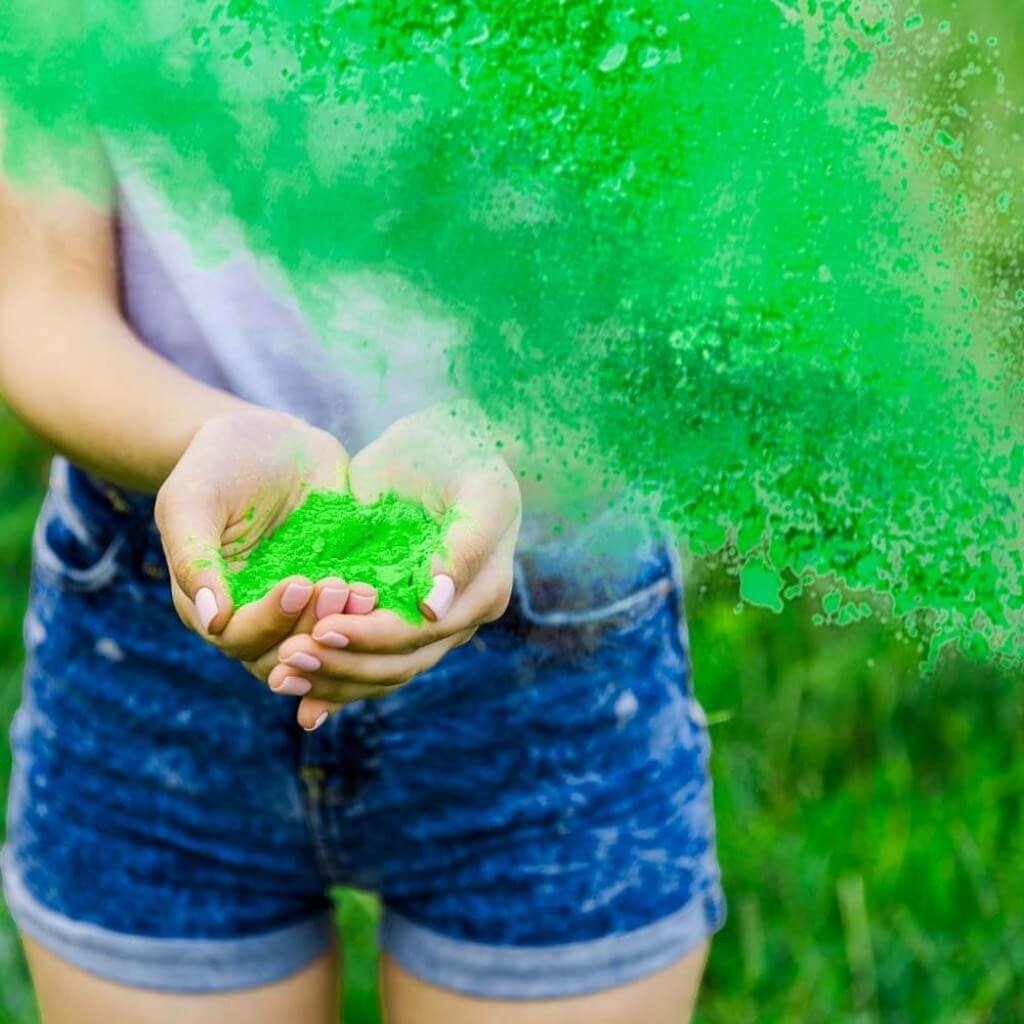 Mini Feuerlöscher mit Holi-Pulver - Grün