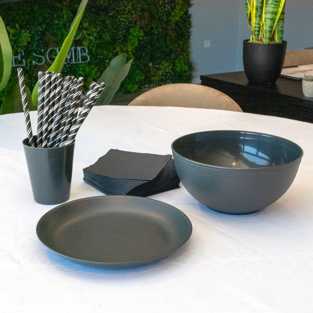 Unzerbrechliche Salatschüssel / Schüssel Mineral-PP Anthrazitgrau ø 20cm