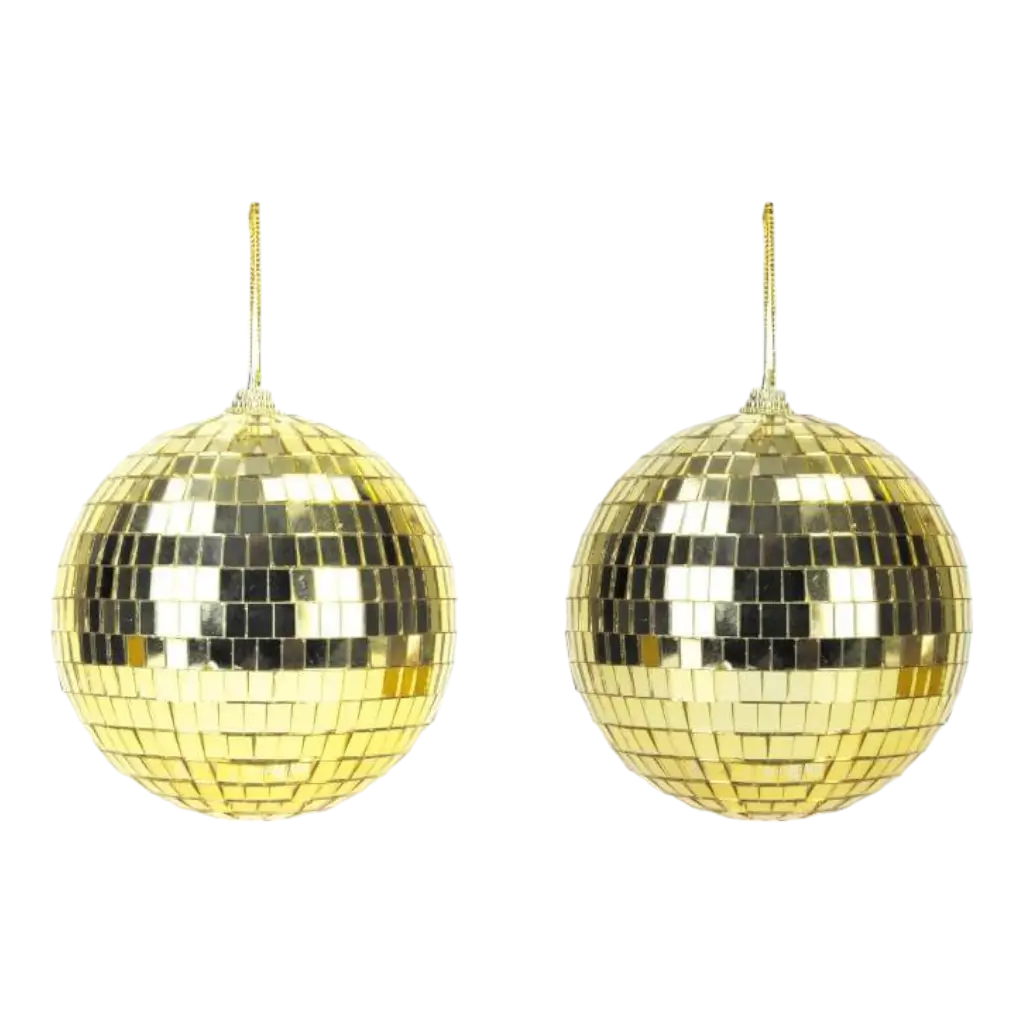 2er-Pack Disco-Kugeln Gold - 10cm