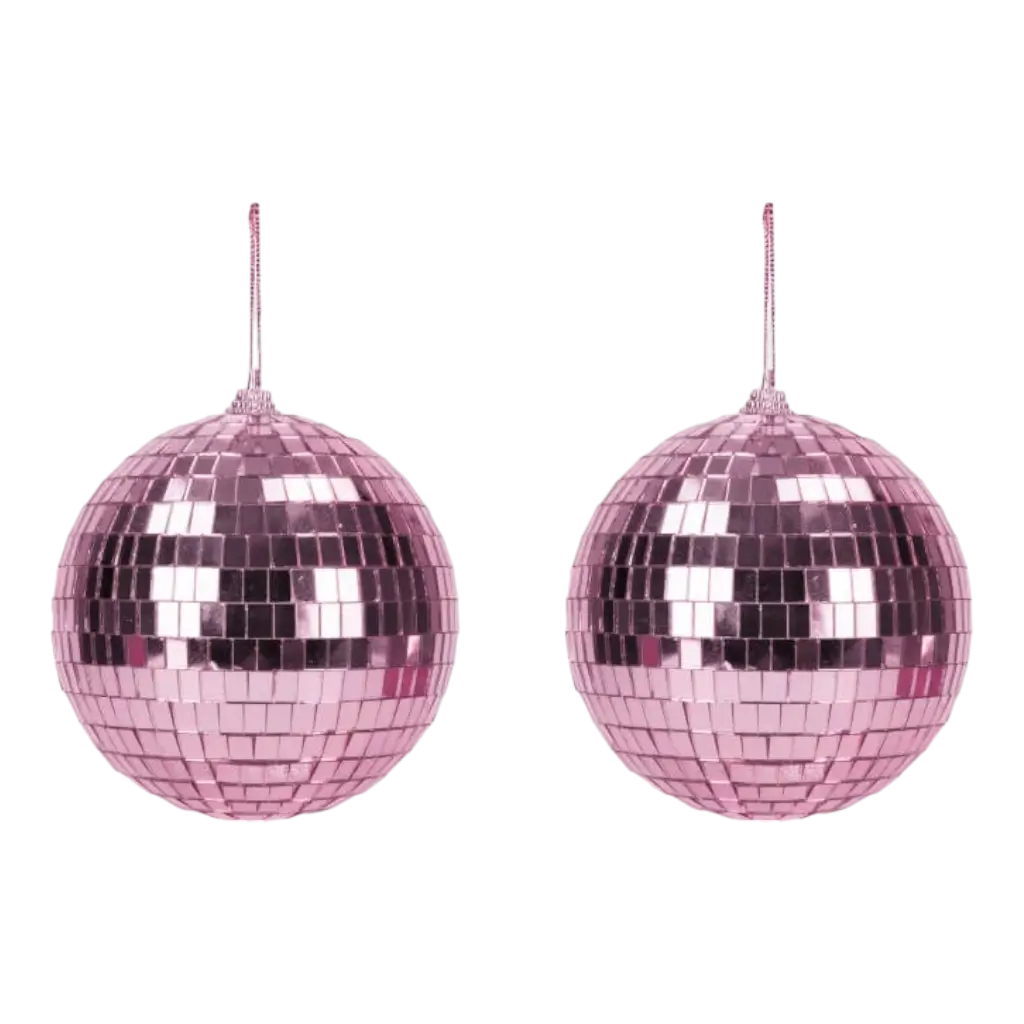 2er-Set Disco Disco-Kugeln Pink - 10cm