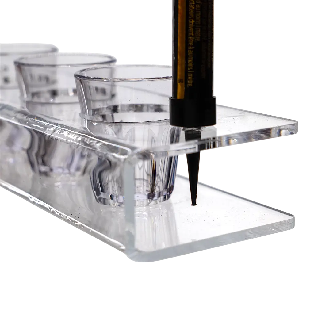 Transparentes Tablett für Shooter-Glas