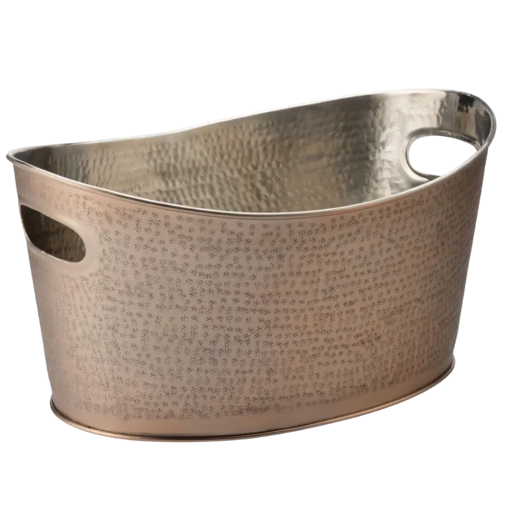 Champagnerkühler aus kupferfarbenem Stahl mit Henkel 40x30cm