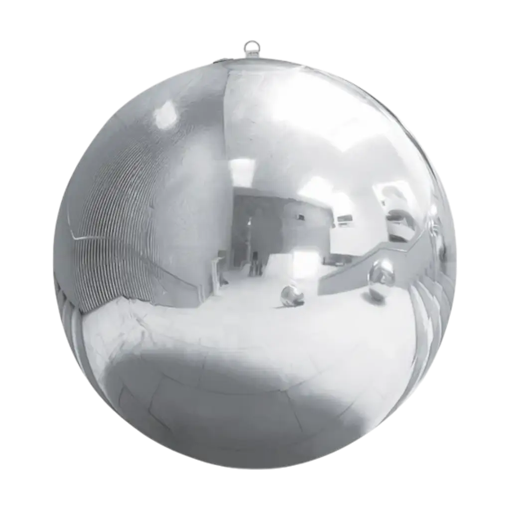 Wiederverwendbarer, aufblasbarer Spiegelball Silber 120cm