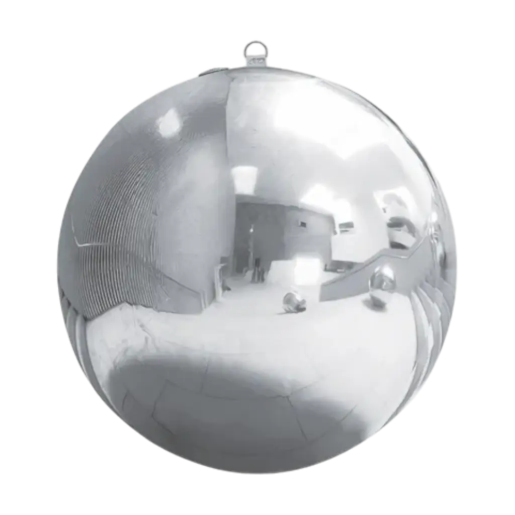 Wiederverwendbarer, aufblasbarer Spiegelball Silber 60cm