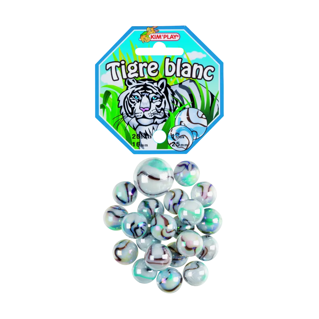 20 Murmeln Tiger Weiß +1 Calot