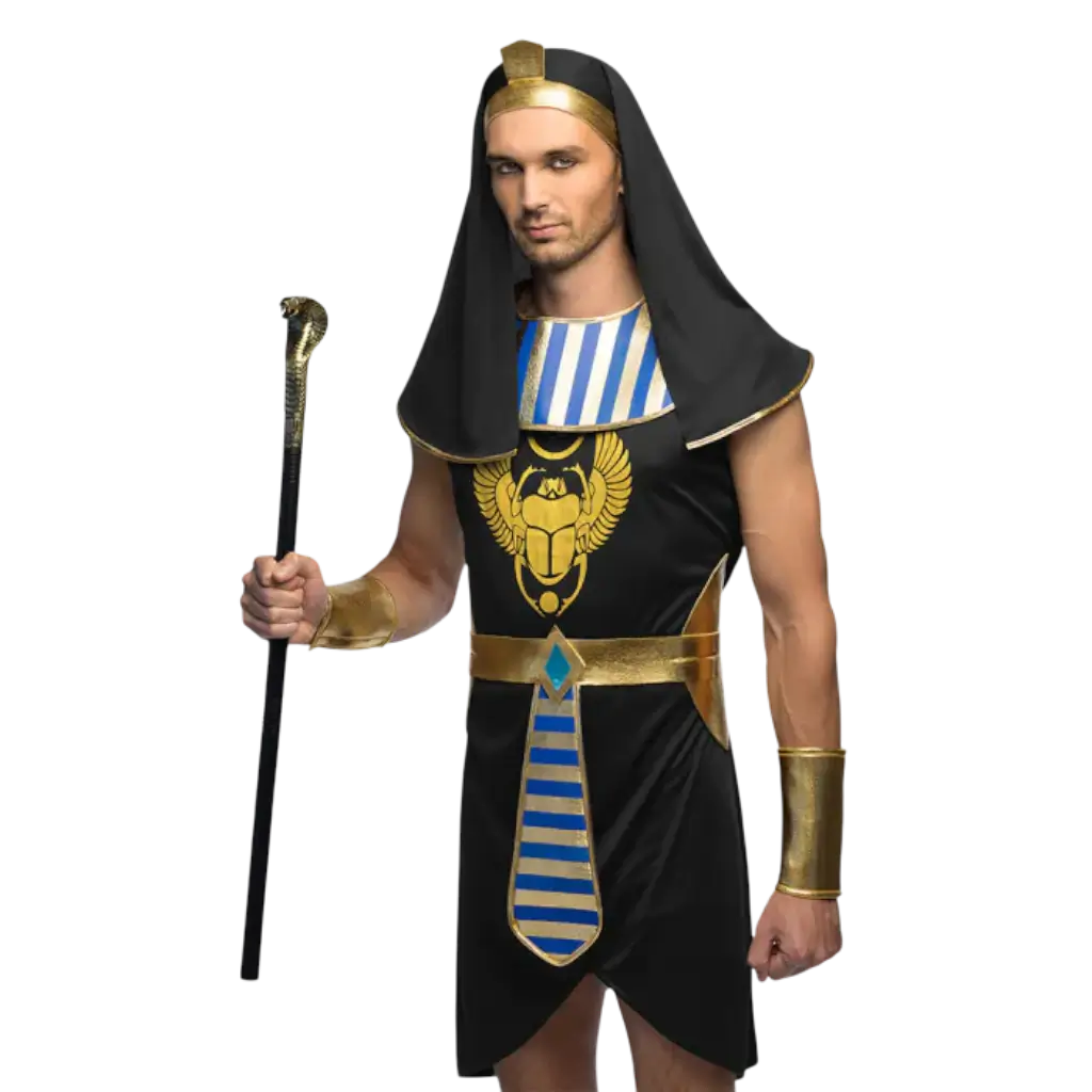 Zepter Schlange Pharao Schwarz und Gold - 82 cm