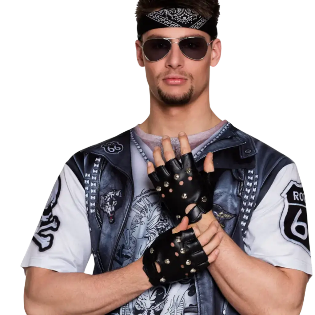 Biker-Handschuhe Schwarz