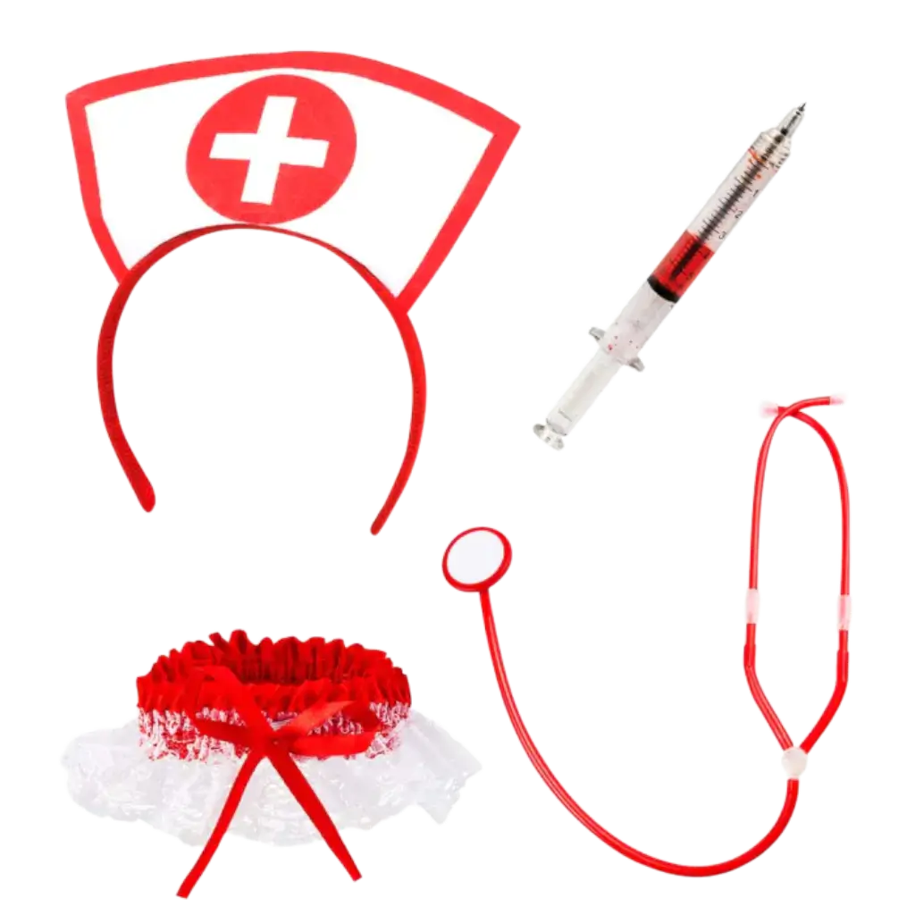 Krankenschwester-Kostümset - 4 Zubehörteile