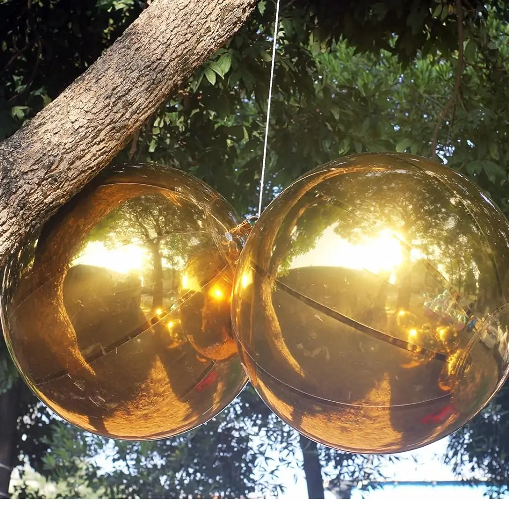 Aufblasbare Spiegelkugel Gold 40cm - Wiederverwendbare Deko