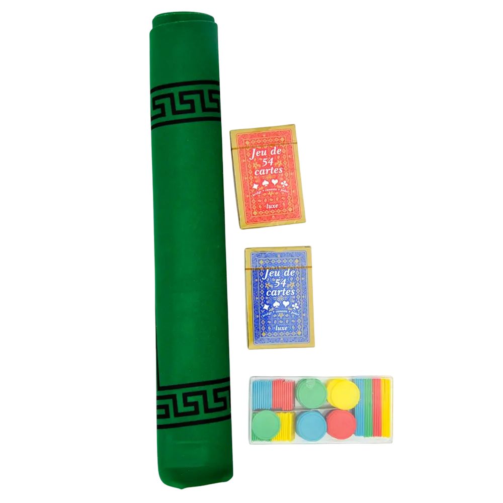 Pack Spielteppich + 2 Kartenspiele + 100 Jetons