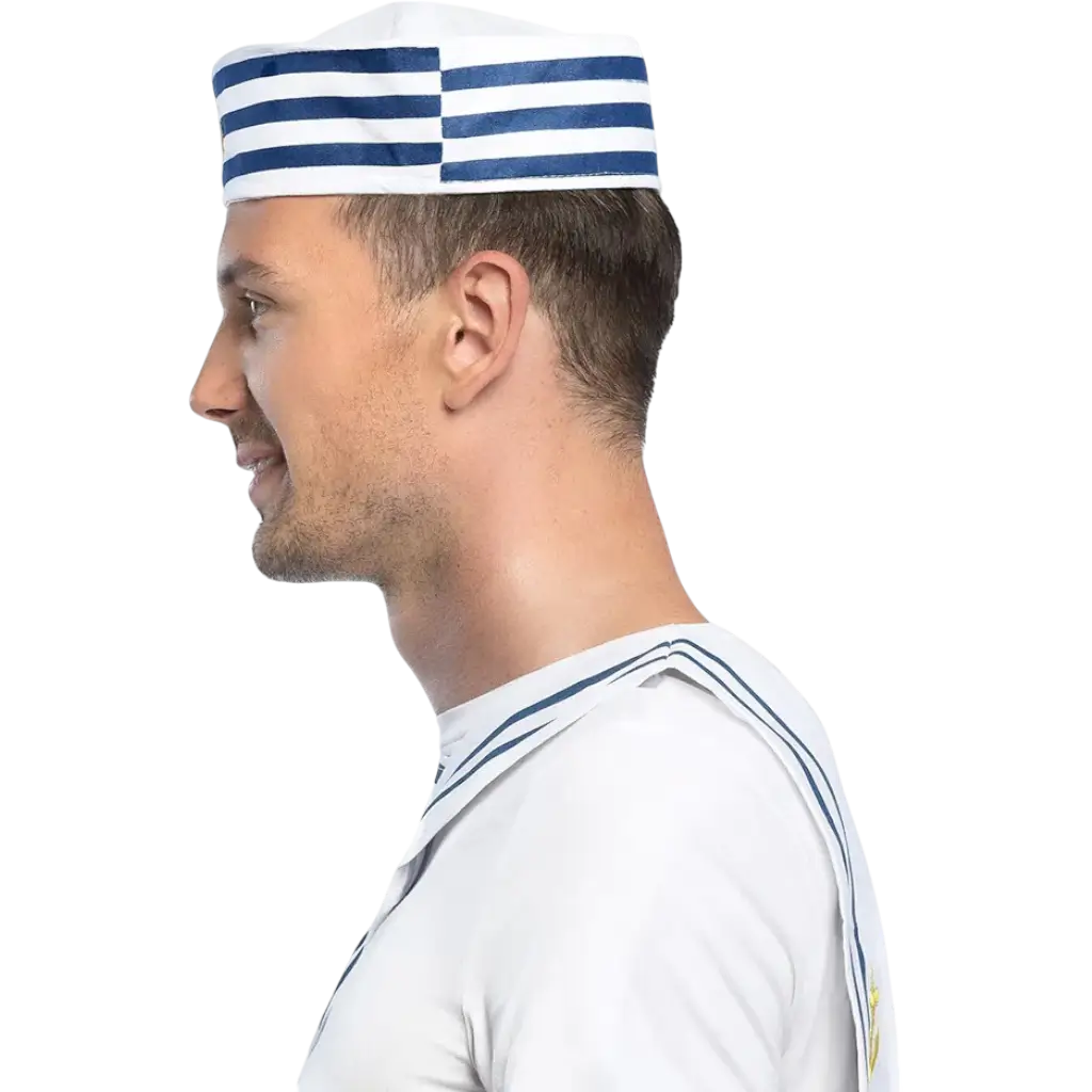 Französischer Seemannshut - Weiß und Blau mit Anker