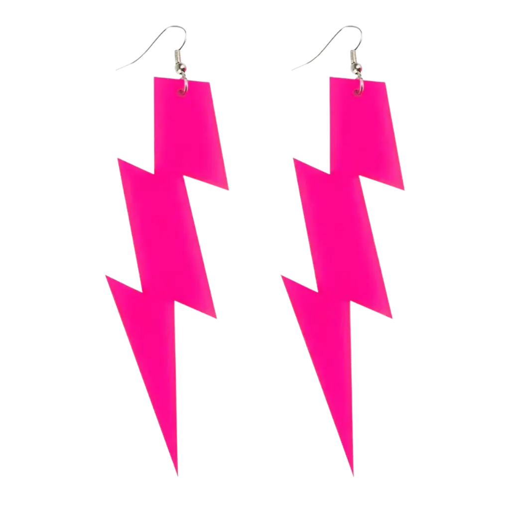 Pinkfarbene Blitzohrringe - 80er Jahre Fluo-Party