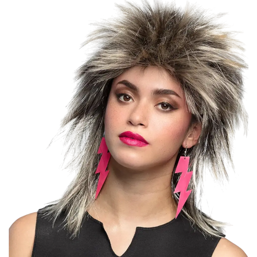 Pinkfarbene Blitzohrringe - 80er Jahre Fluo-Party