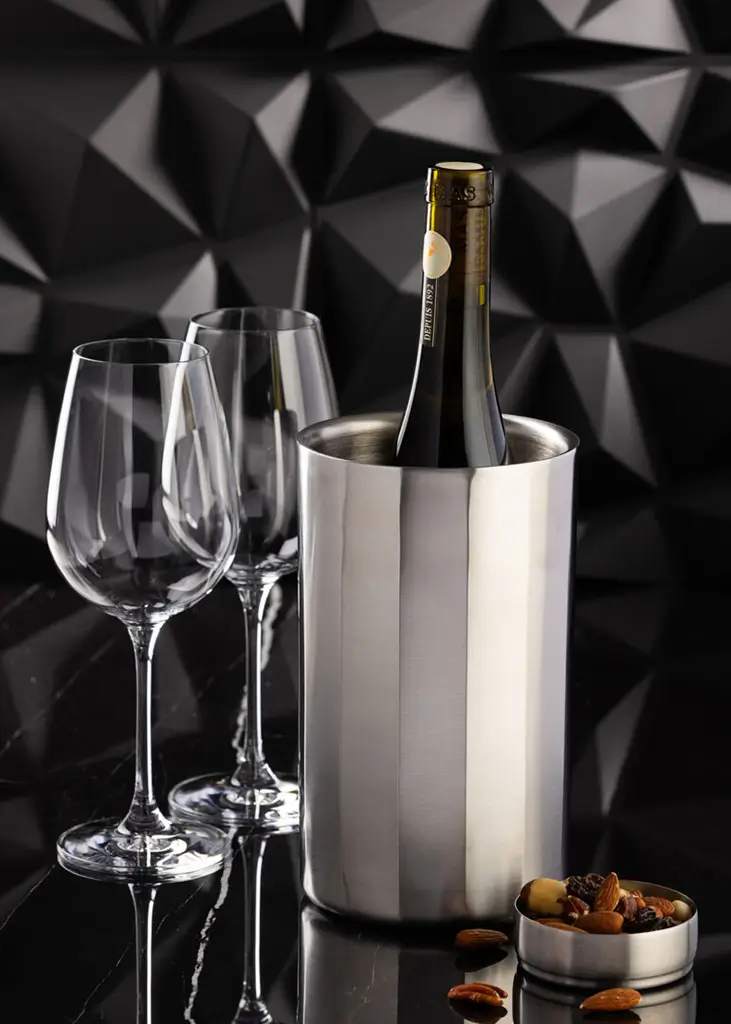 Isothermer Weinkühler aus satiniertem Edelstahl - 1 Flasche 20 x 12 cm