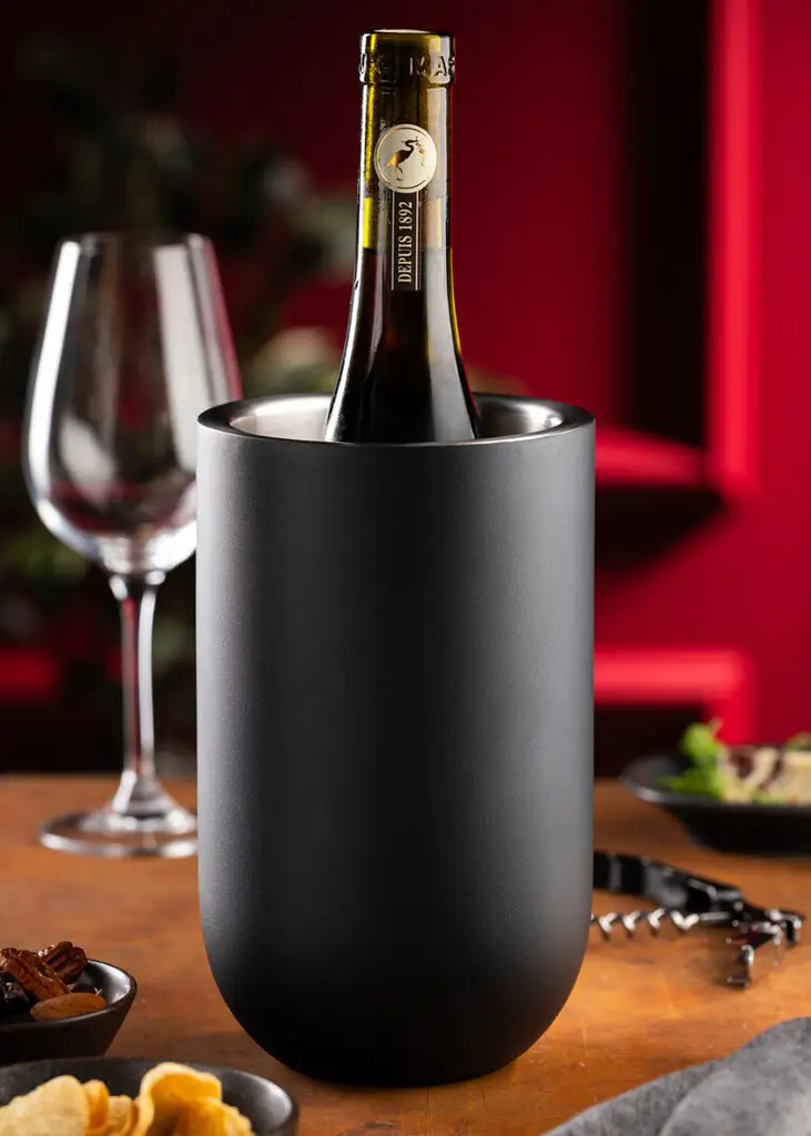 Isothermischer Weinkühler aus mattschwarzem Edelstahl - 1 Flasche 20 x 12 cm