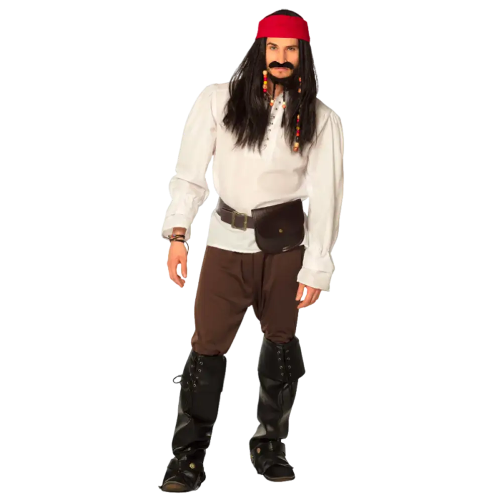 Piratenperücke Tobias mit Bandana, Schnurrbart und Bart