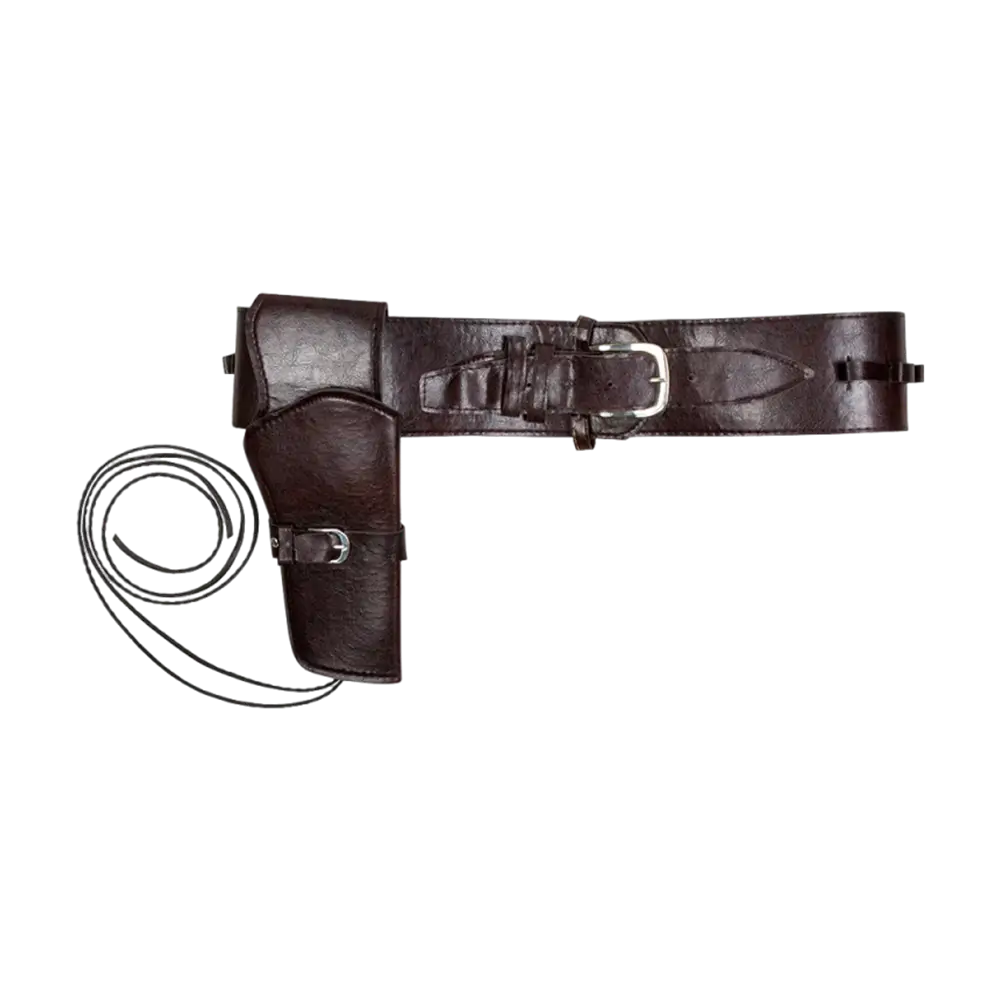 Schwarzer Cowboy-Gürtel mit Holster und Patronenschlaufen – 114 cm