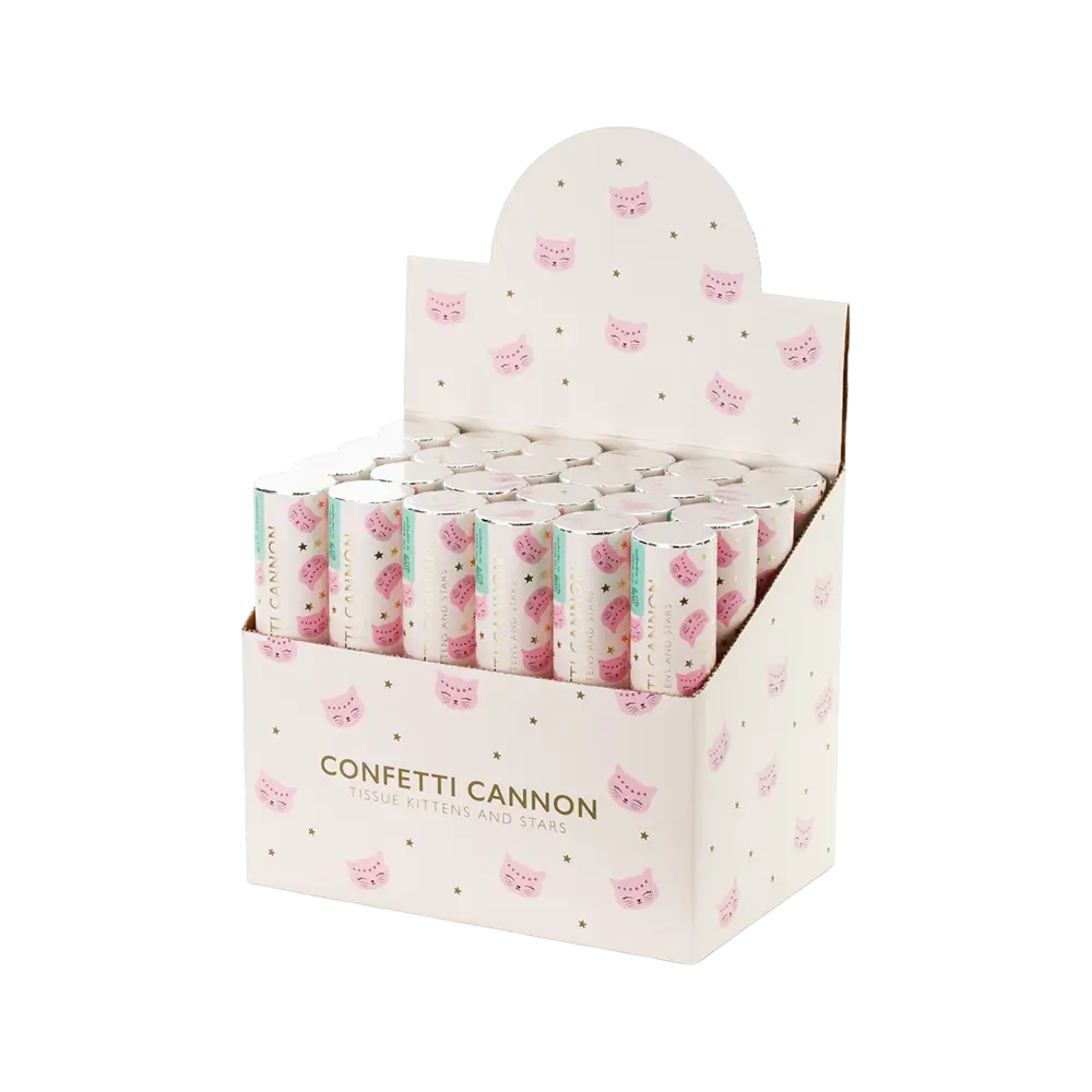 Konfetti-Kanone - Sterne & Katzen - 20 cm