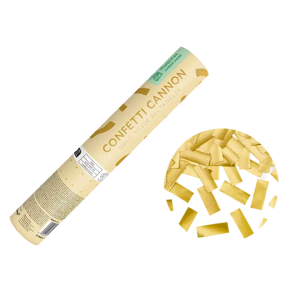 Konfetti-Kanone - Biologisch abbaubares Gold metallic - 20 cm