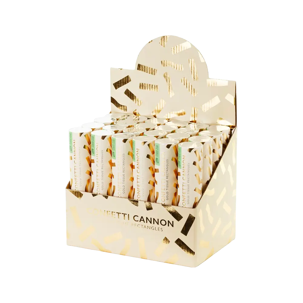 Konfetti-Kanone - Biologisch abbaubares Gold metallic - 20 cm