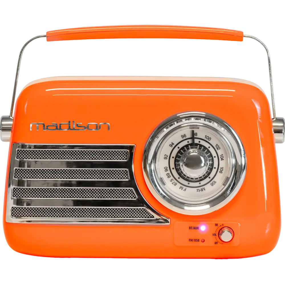 Vintage Autonomes Radio mit Bluetooth USB & FM 30W Orange
