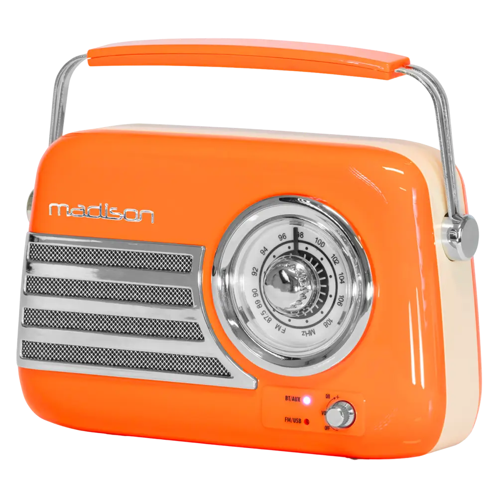 Vintage Autonomes Radio mit Bluetooth USB & FM 30W Orange