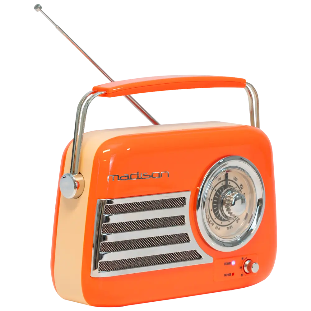 Vintage Autonomes Radio mit Bluetooth USB & FM 30W Orange
