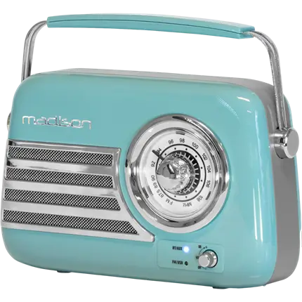 Vintage Autonomes Radio mit Bluetooth USB & FM 30W Blau