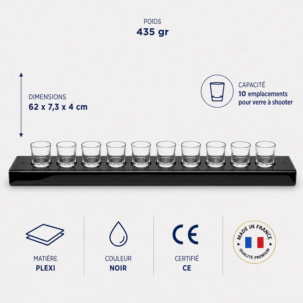 Schwarzes Tablett für Shooter-Glas