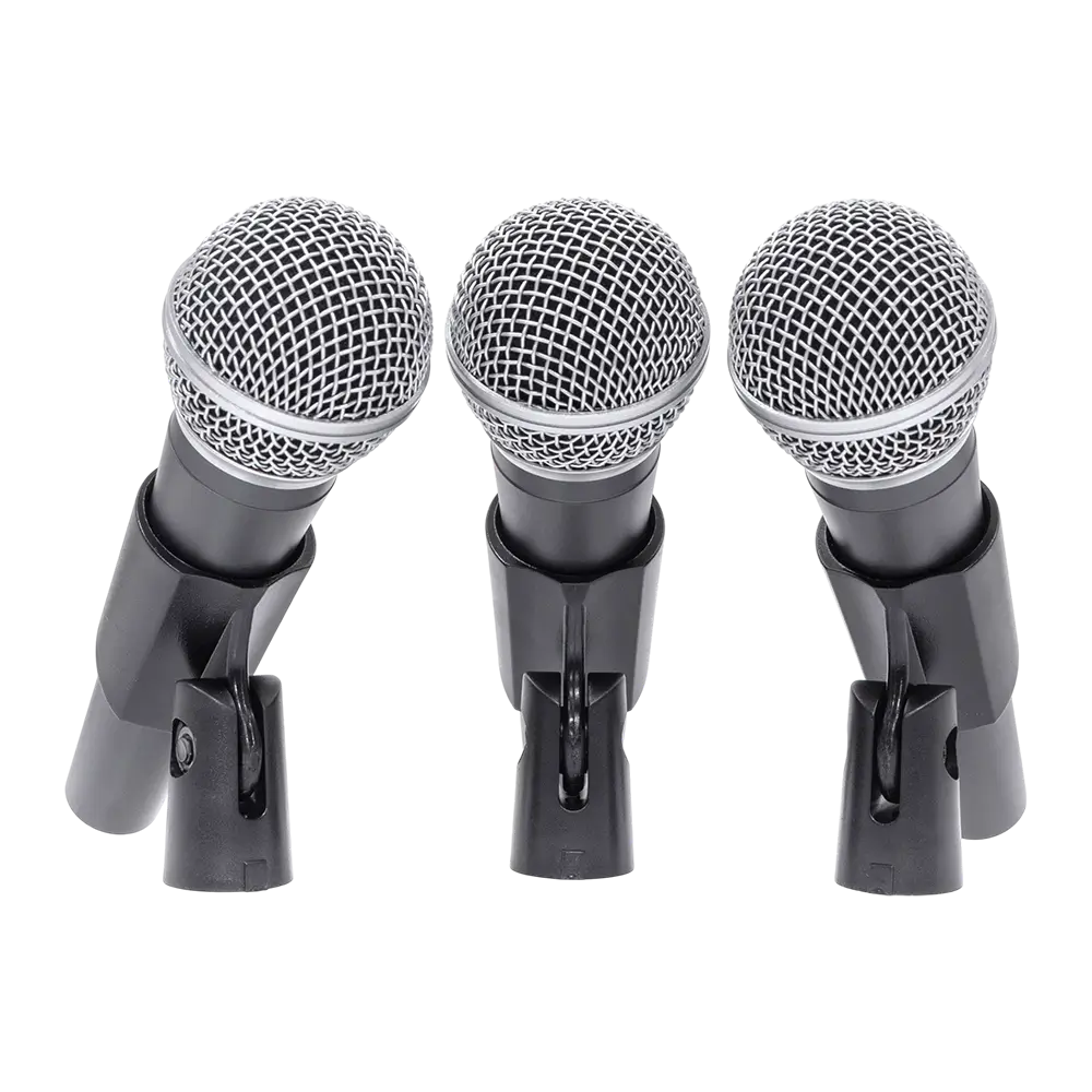 Dynamisches Mikrofon „MIC 300“ Mac Mah – 3er-Pack kabelgebundene Mikrofone mit Koffer, Klemmen, Superniere, XLR