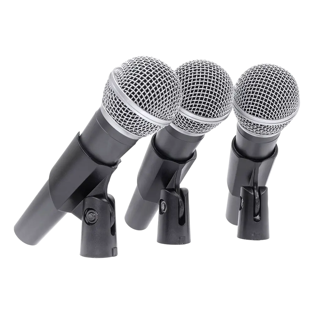 Dynamisches Mikrofon „MIC 300“ Mac Mah – 3er-Pack kabelgebundene Mikrofone mit Koffer, Klemmen, Superniere, XLR